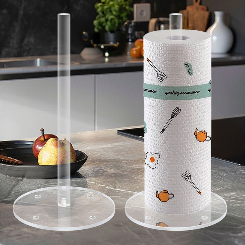 Acrylic Multifunction Toilet Paper Towel Holder Detachable Paper Stand for Countertop