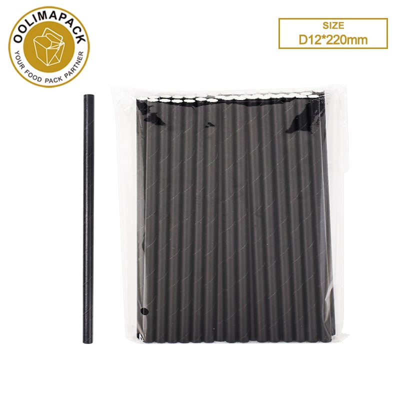 D12*220mm Black paper straw