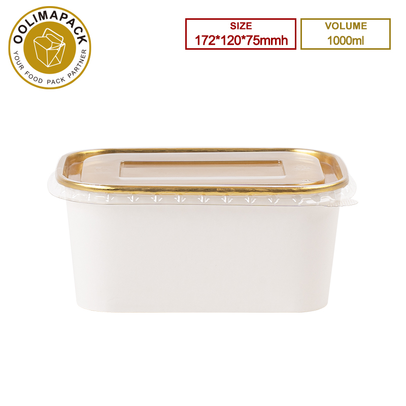172×120×75 mm (yükseklik) 1000 ml Dikdörtgen Salata Kasesi