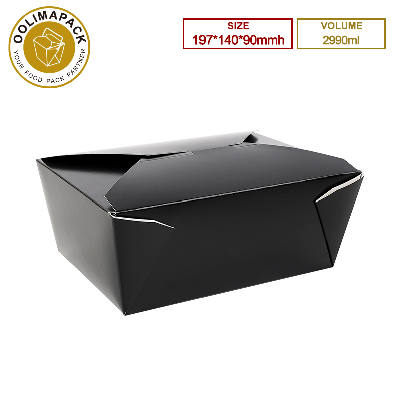 197*140*90mmh Black 2990ml Take Away Box