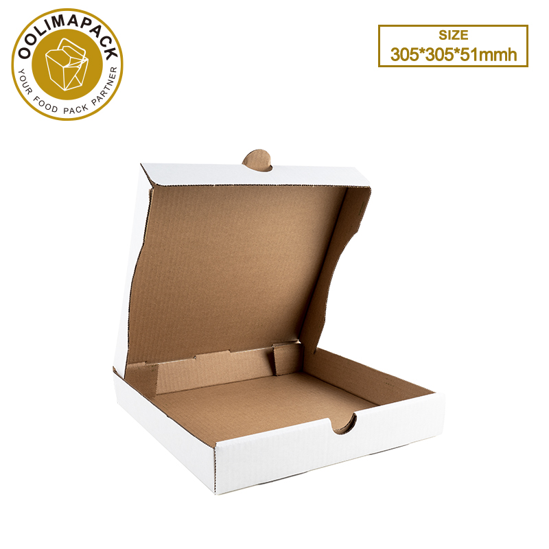 305*305*51mmh
White B-Flute Pizza Box