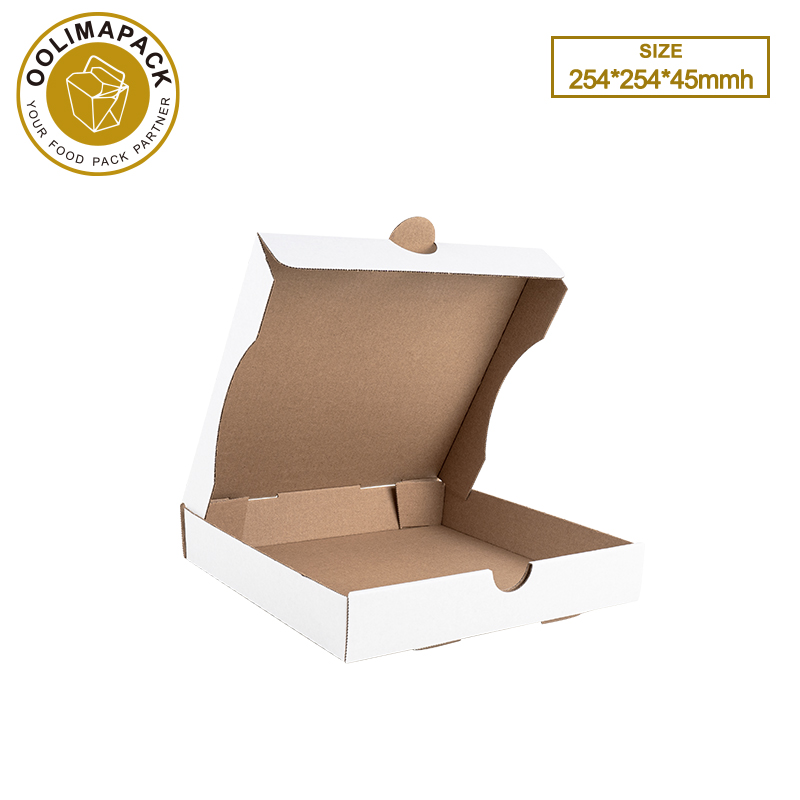 254*254*45mmh
White B-Flute Pizza Box