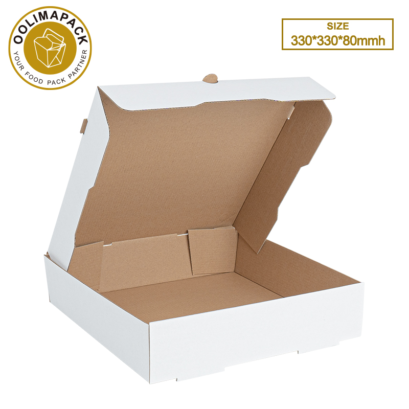 330*330*80mmh  White E-Flute Pizza Box