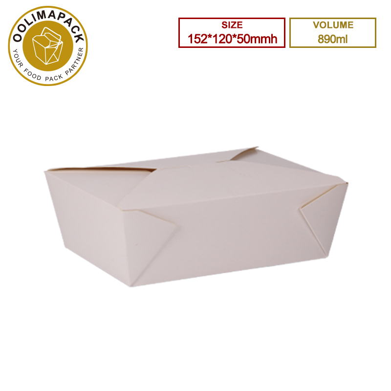 152*120*50mmh White 890ml Take Away Box