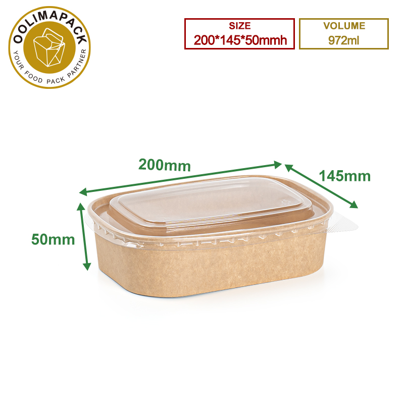 200*145*50mmh 972ml Rectangular Food Container
