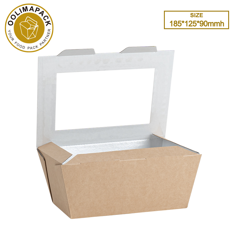 185*125*90mmh Corrugated paper food
containe With Window-