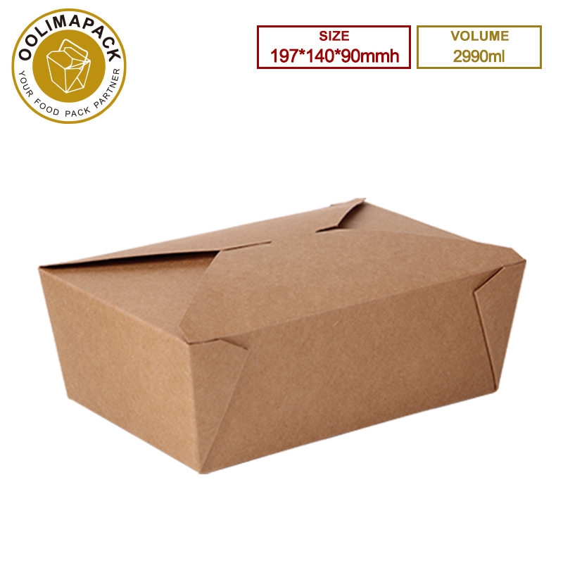 197*140*90mmh Brown 2990ml Take Away Box