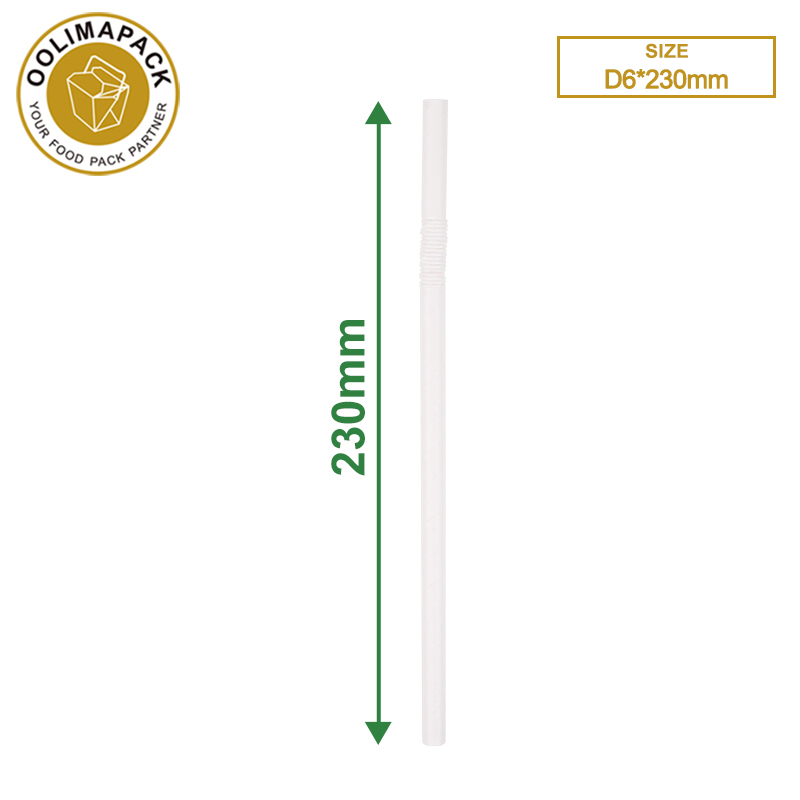 D6*230mm White flexible paper straw