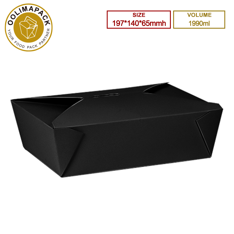 197*140*65mmh Black 1990ml Take Away Box