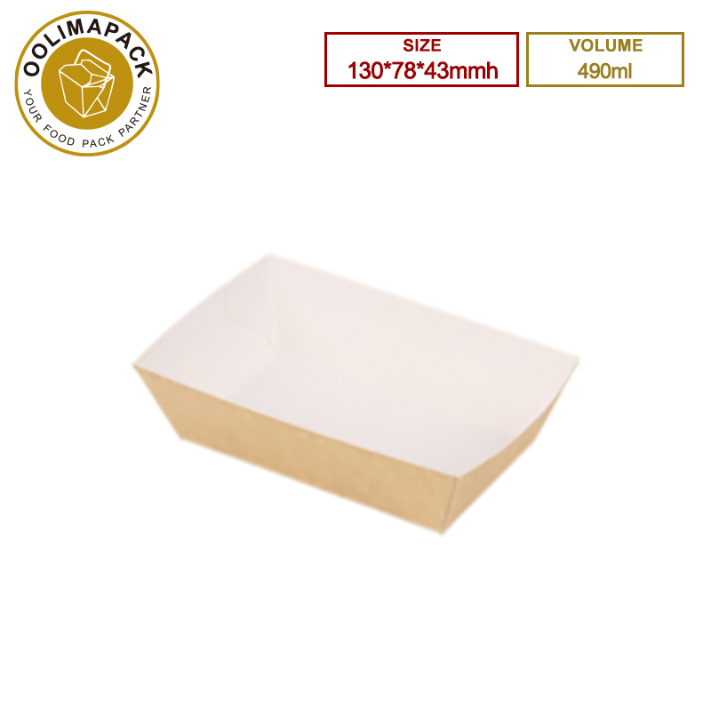 130*78*43mmh 490ml Brown inside White Food Tray