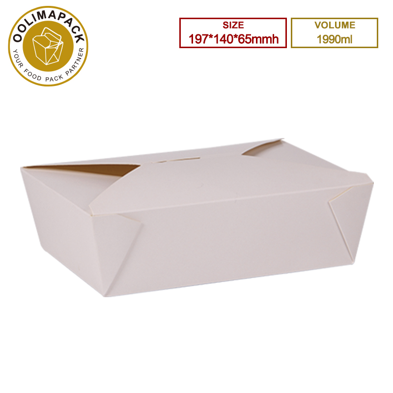 197*140*65mmh White 1990ml Take Away Box