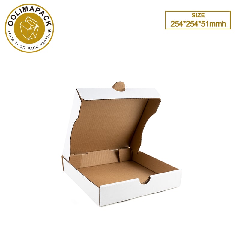 254*254*51mmh White B-Flute Pizza Box