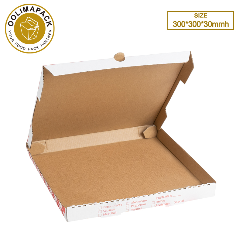 300*300*30mmh White E-Flute Pizza Box