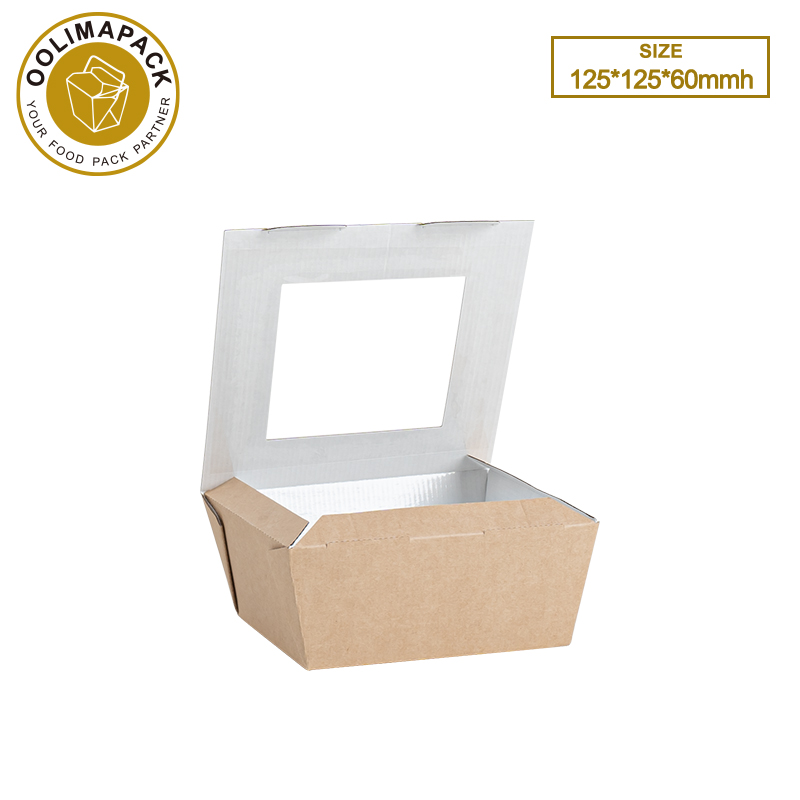 125*125*60mmh Corrugated paper food
containe With Window-