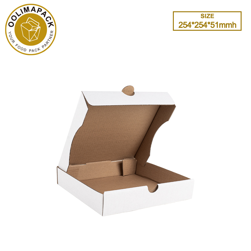 254*254*51mmh
White B-Flute Pizza Box