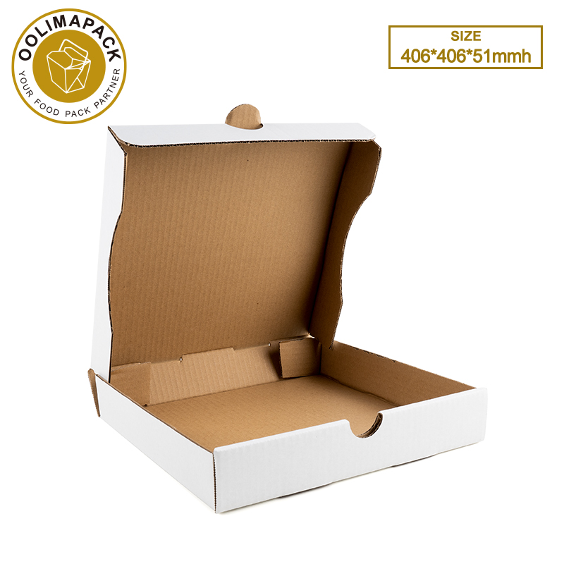 406*406*51mmh
White B-Flute Pizza Box