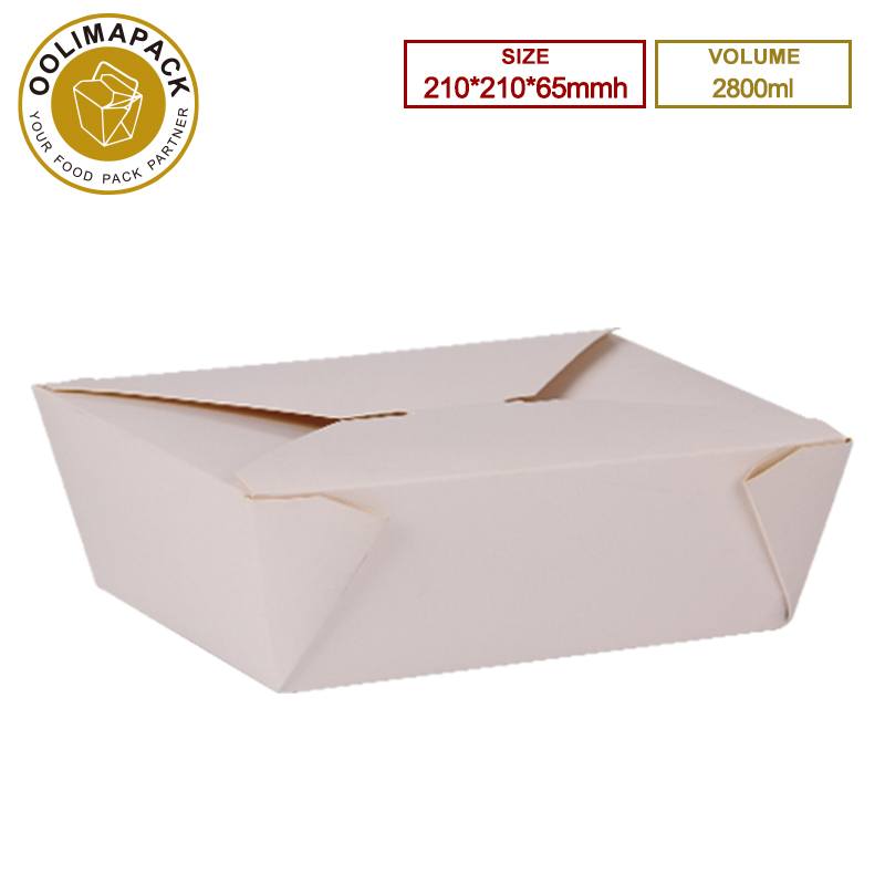 210*210*65mmh White 2800ml Take Away Box