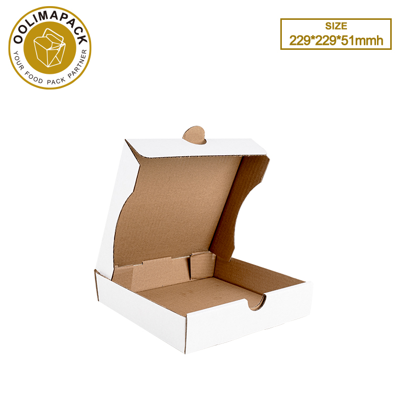 229*229*51mmh
White B-Flute Pizza Box