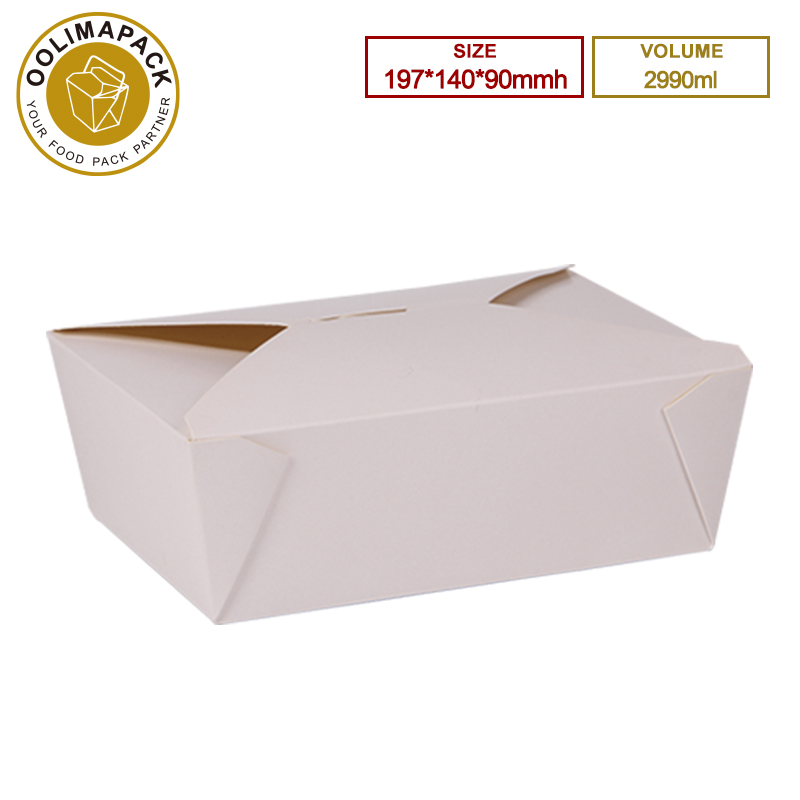 197*140*90mmh White 2990ml Take Away Box