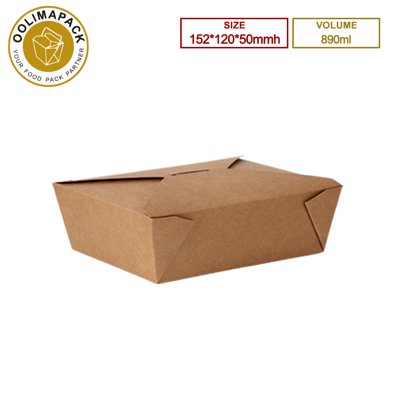 152*120*50mmh Brown 890ml Take Away Box