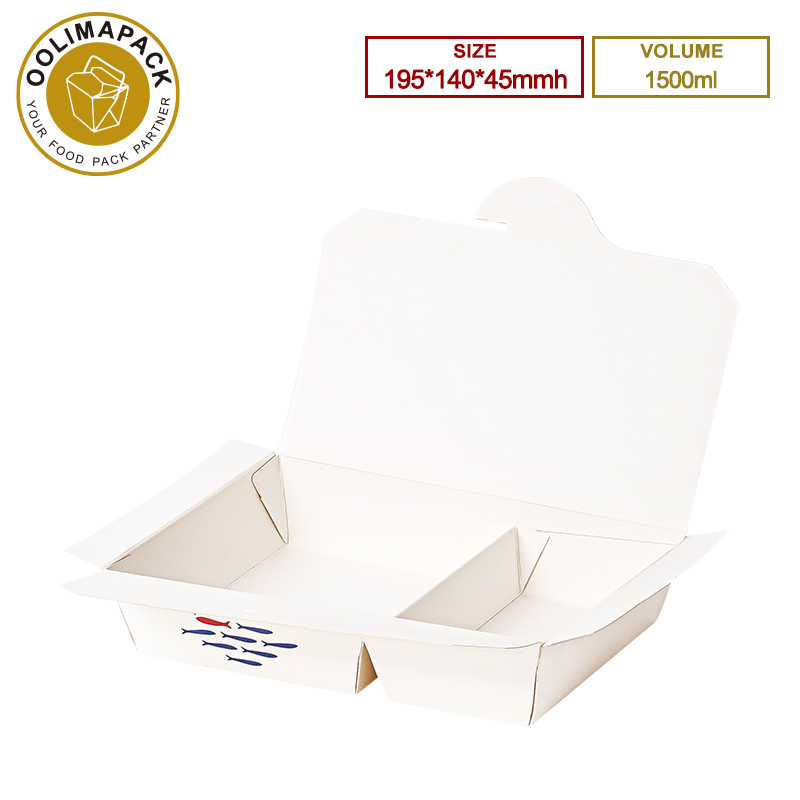 195*140*45mmh 1500ml Take Away Box 2-Compartment
