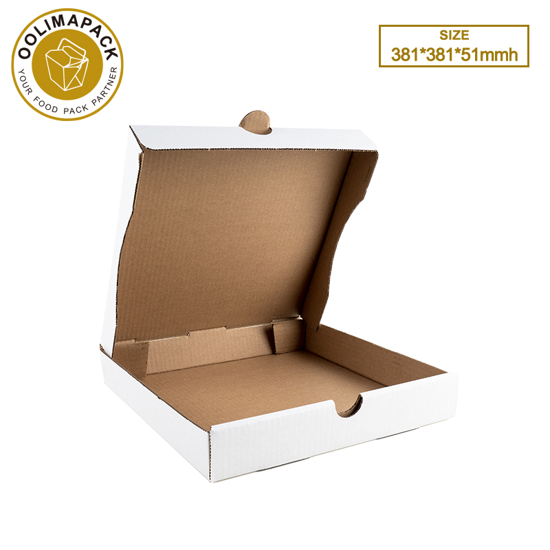 381*381*51mmh
White B-Flute Pizza Box