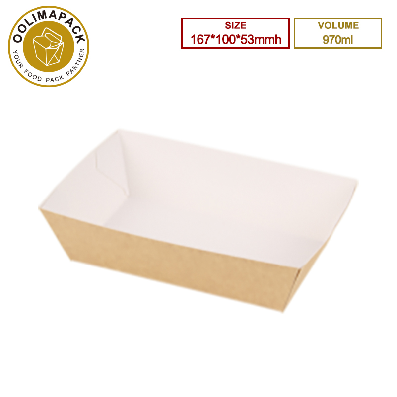 167*100*53mmh 970ml Brown inside White Food Tray