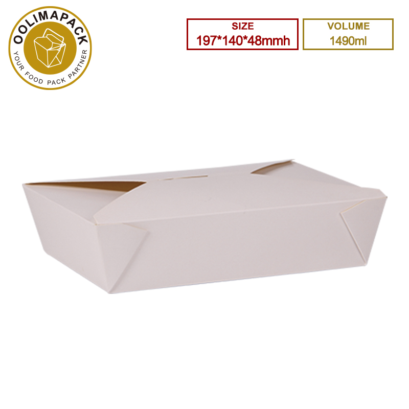 197*140*48mmh White 1490ml Take Away Box