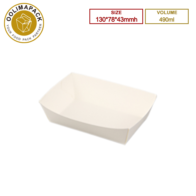 130*78*43mmh 490ml White Food Tray