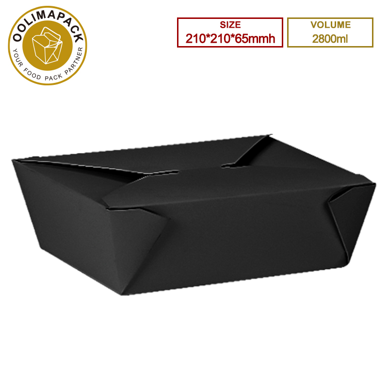 210*210*65mmh Black 2800ml Take Away Box