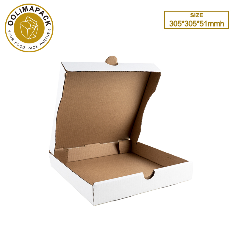 305*305*51mmh B-Flute Pizza Box White Inside Brown
