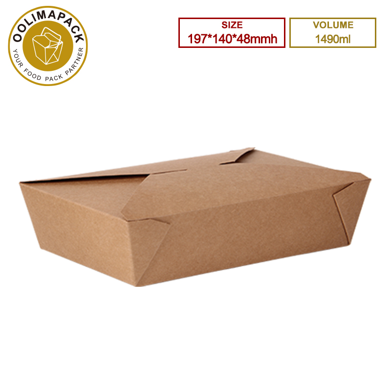197*140*48mmh 1490ml Brown Take Away Box