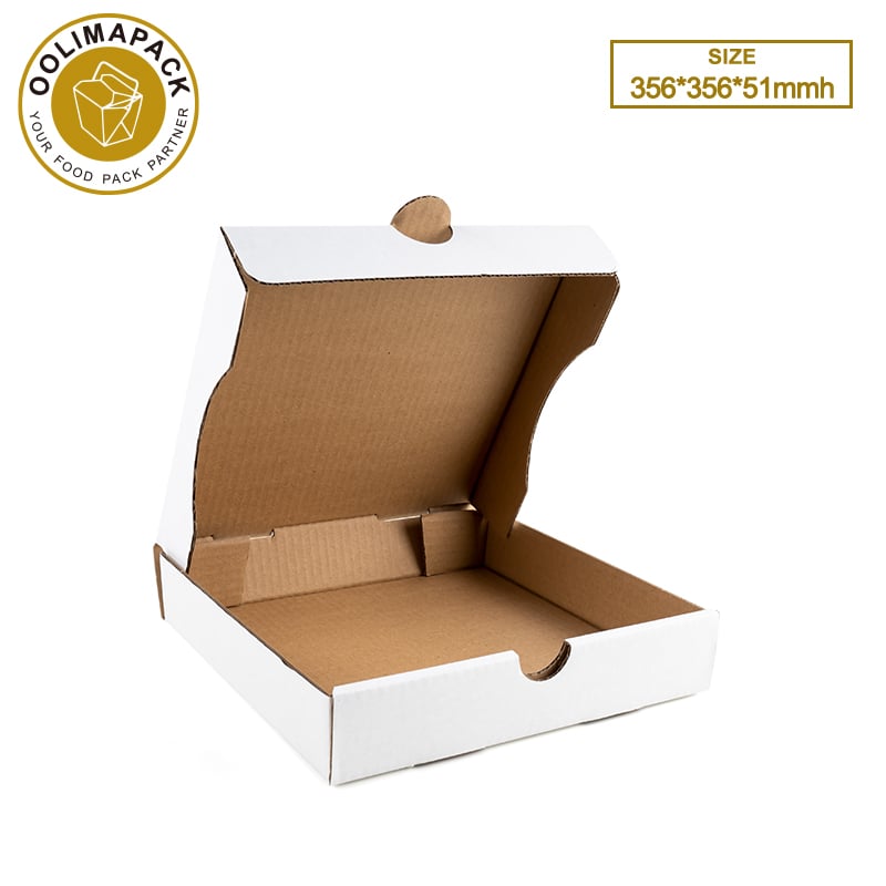 356*356*51mmh
White B-Flute Pizza Box White Inside Brown