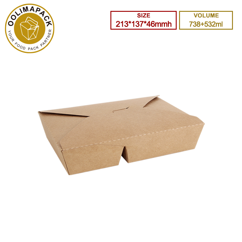 213*137*46mmh Brown 738+532ml Take Away Box