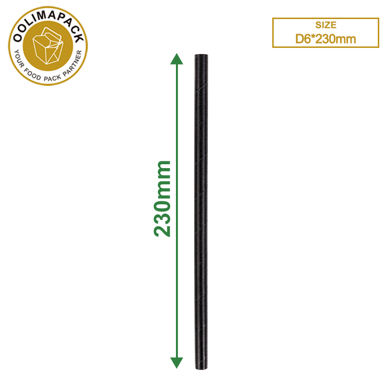 D8*230mm Black flexible paper straw