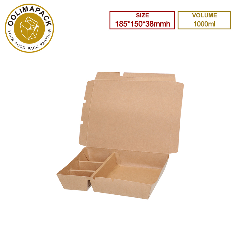 185*150*38mmh 1000ml Take Away Box 4-Compartment