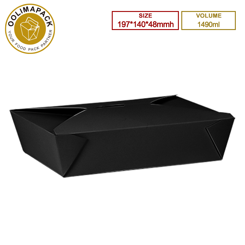 197*140*48mmh Black 1490ml Take Away Box