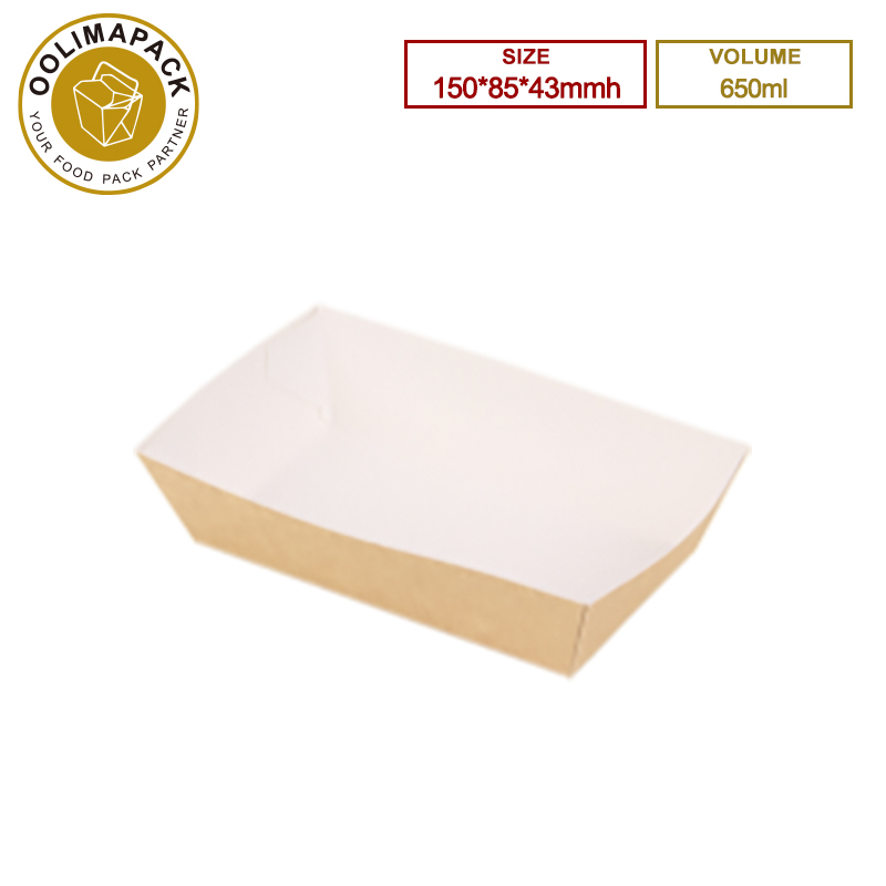 150*85*43mmh 650ml Brown inside White Food Tray