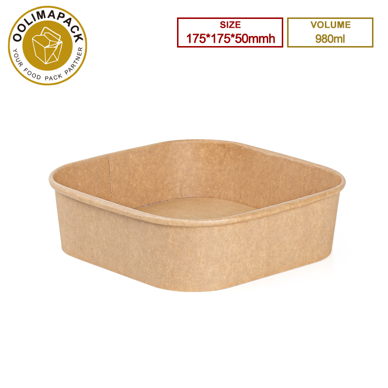 175*175*50mmh 980ml Rectangular Paper Box