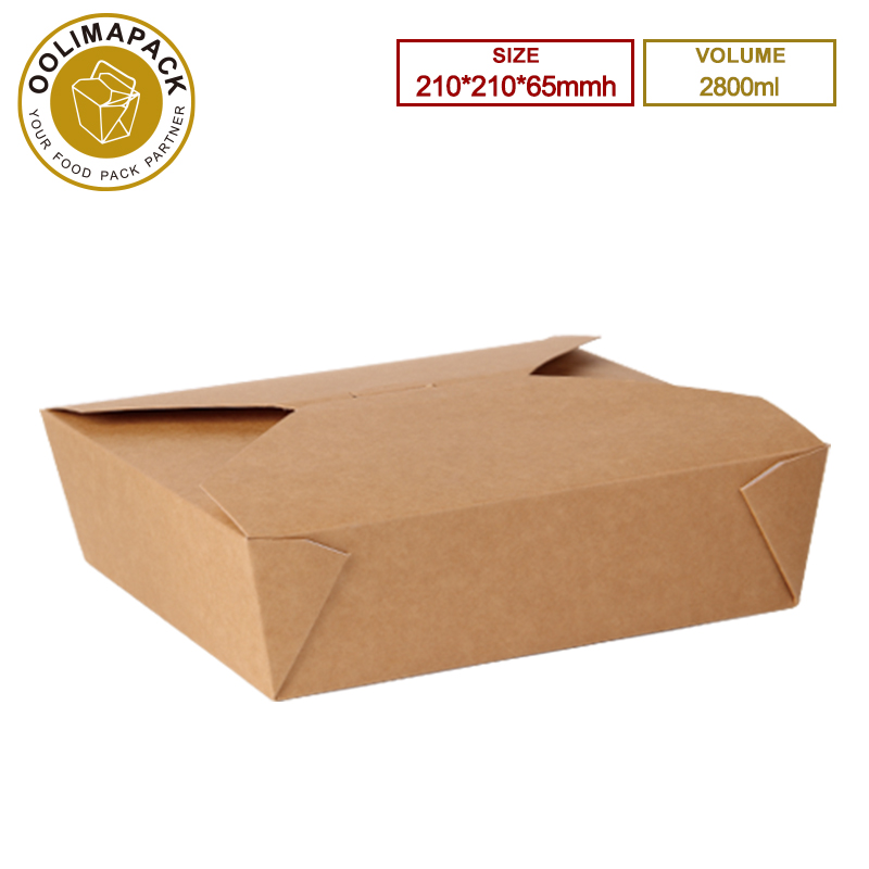 210*210*65mmh Brown 2800ml Take Away Box