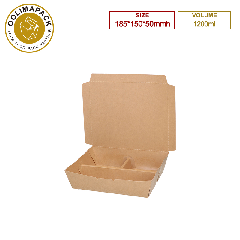185*150*50mmh 1200ml Take Away Box 3-Compartment