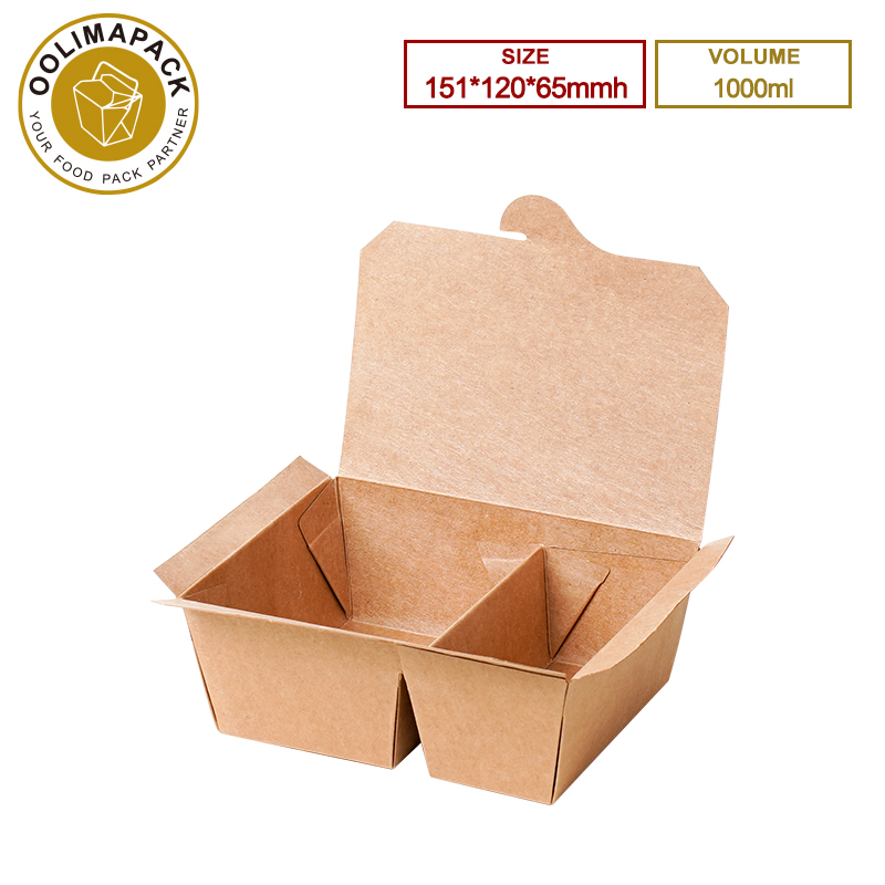 151*120*65mmh 1000ml Take Away Box 2-Compartment