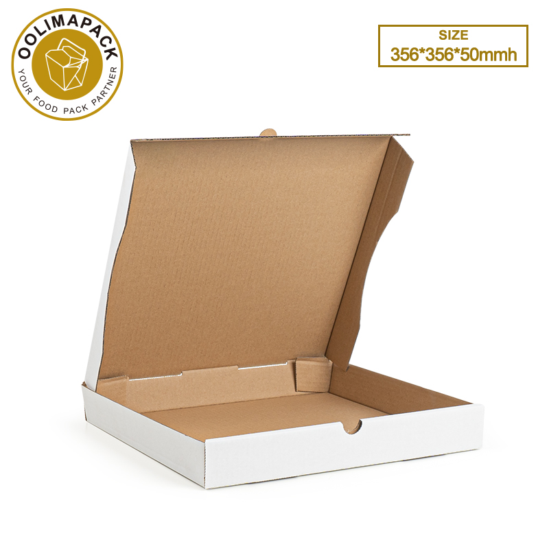 356*356*50mmh B-Flute Pizza Box White Inside Brown
