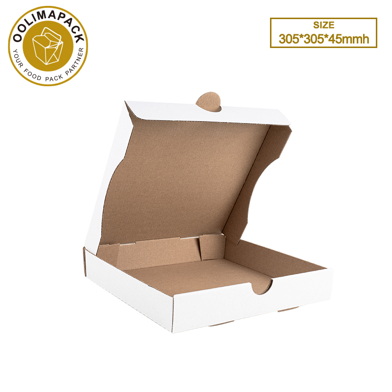 305*305*45mmh
White B-Flute Pizza Box