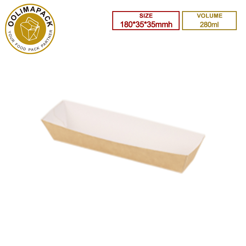 180*35*35mmh 280ml Brown inside White Food Tray