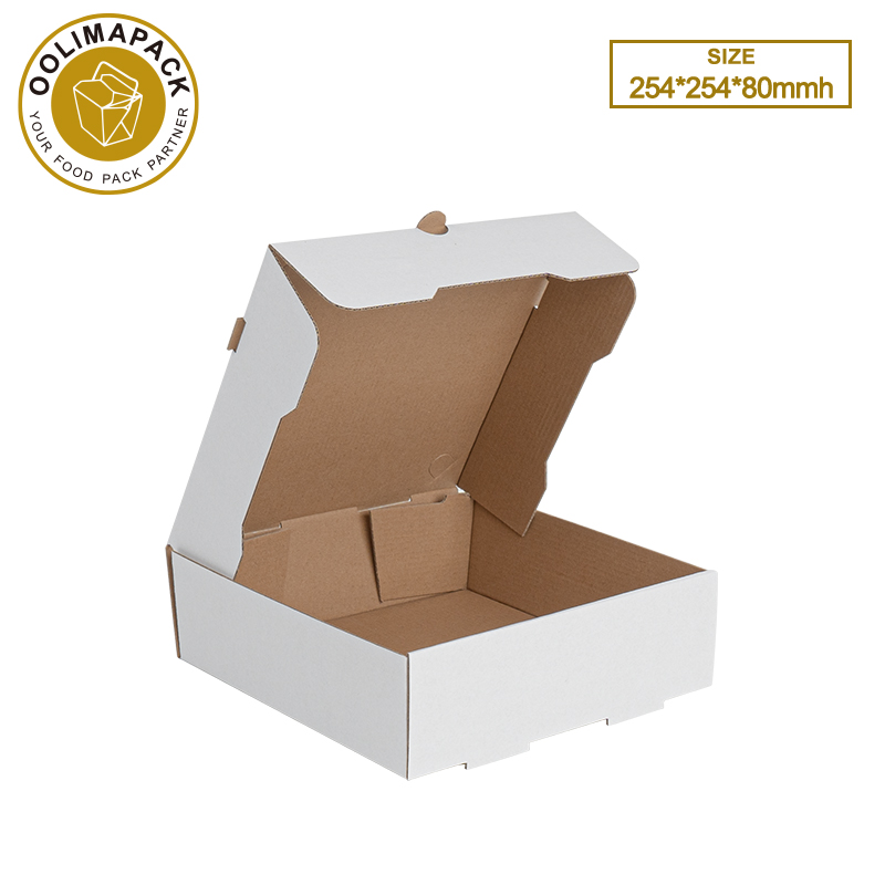 254*254*80mmh White E-Flute Pizza Box