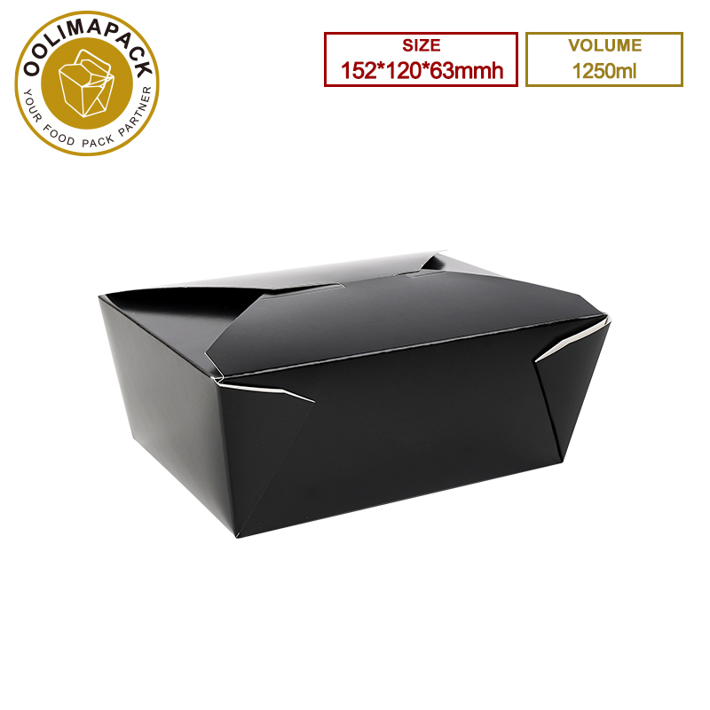 152*120*63mmh Black 1250ml Take Away Box