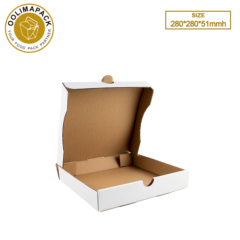 280*280*51mmh
White B-Flute Pizza Box