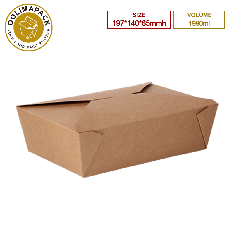 197*140*65mmh Brown 1990ml Take Away Box