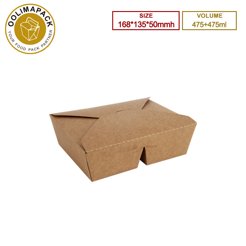 168*135*50mmh Brown 475+475ml Take Away Box
